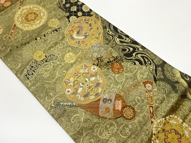 着物・帯 ] - 袋帯 楽器に鴛鴦・鳳凰模様織出し袋帯 | 着物